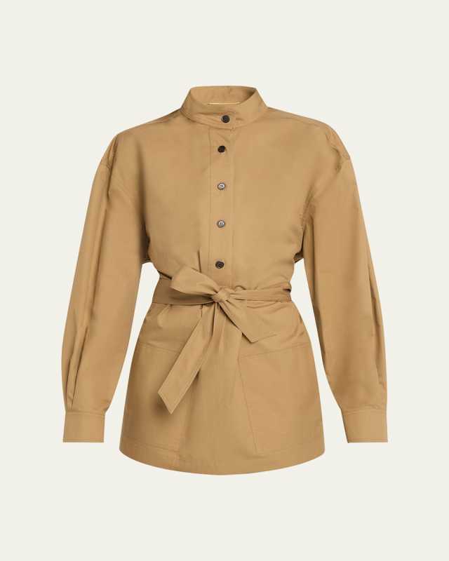 Half-Buttoned Belted Tunic